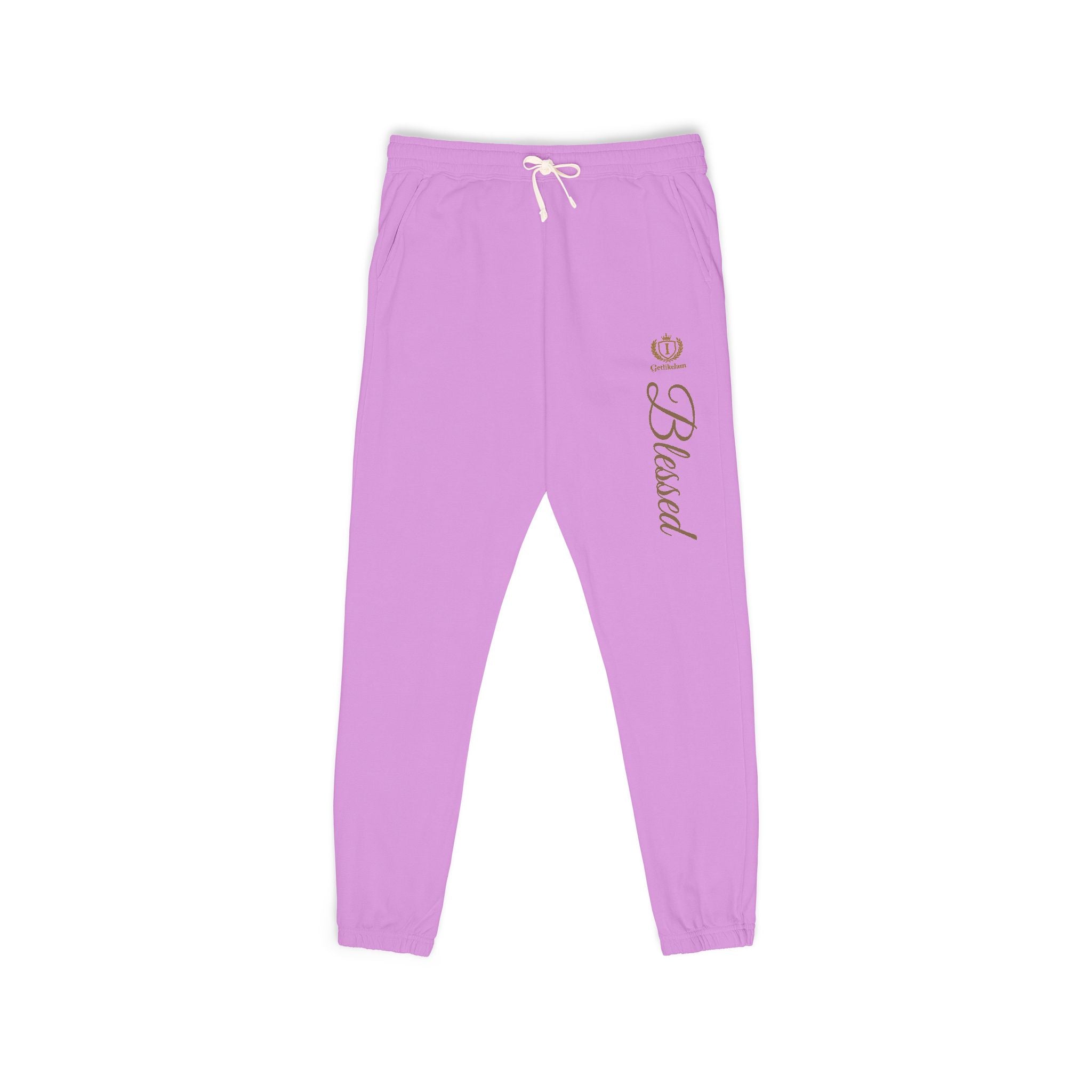 Blessed Script Sweatpants — Cozy Cream Fleece Joggers
