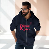 Breast Cancer Awareness Zip Hoodie — "Together We Beat Cancer" Pink Ribbon
