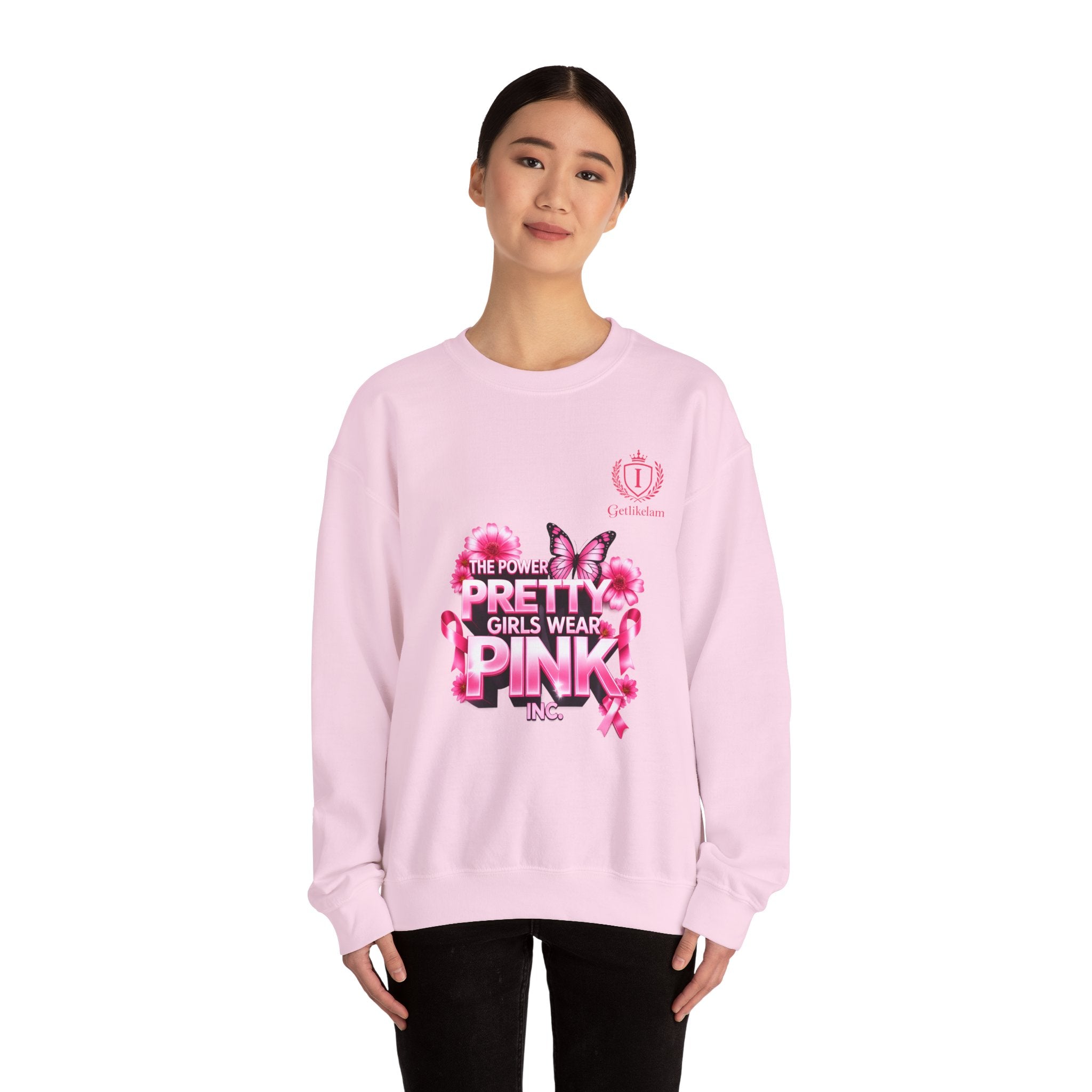 Pink Butterfly 'Pretty Girls Wear Pink' Crewneck Sweatshirt