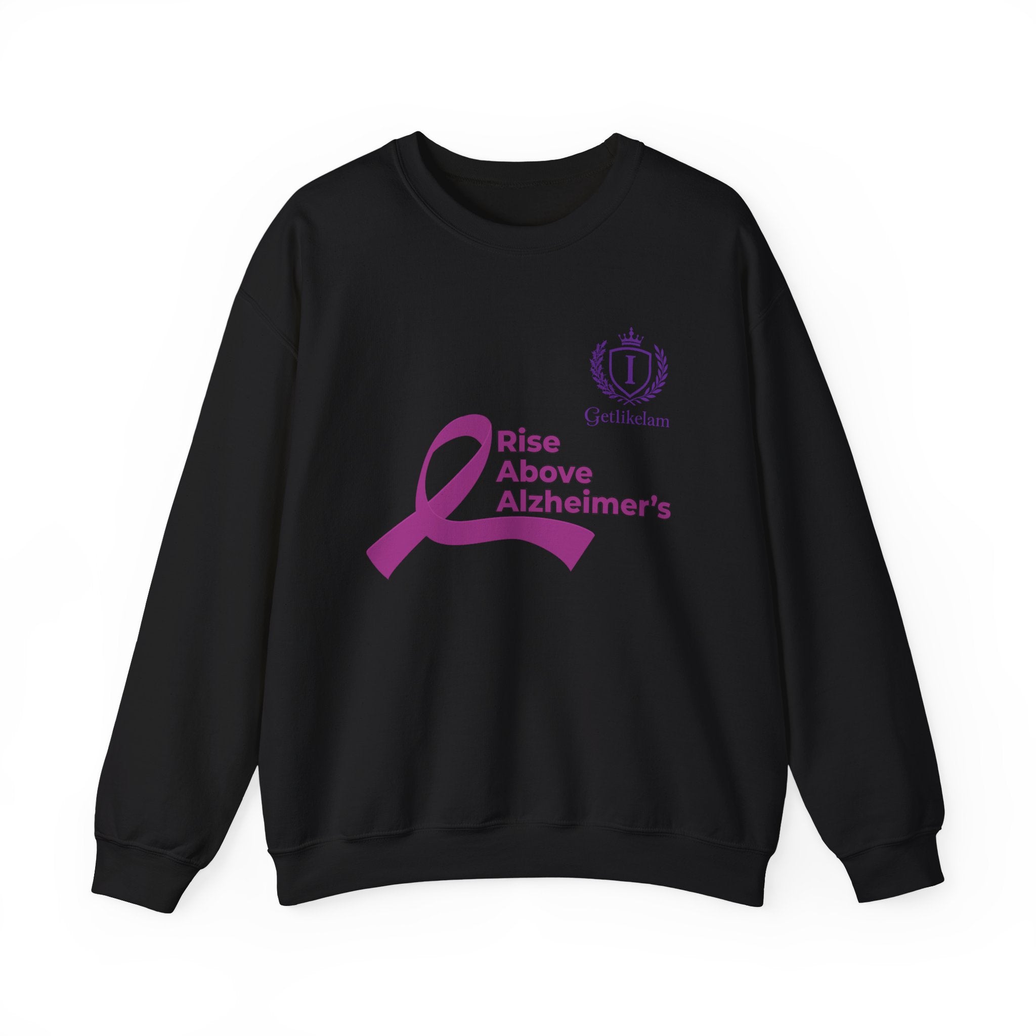 Rise Above Alzheimer's Crewneck Sweatshirt - Purple Ribbon Memory Awareness