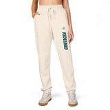 Cream 'Roosevelt' Vertical Logo Sweatpants — Cozy Garment-Dyed Fleece