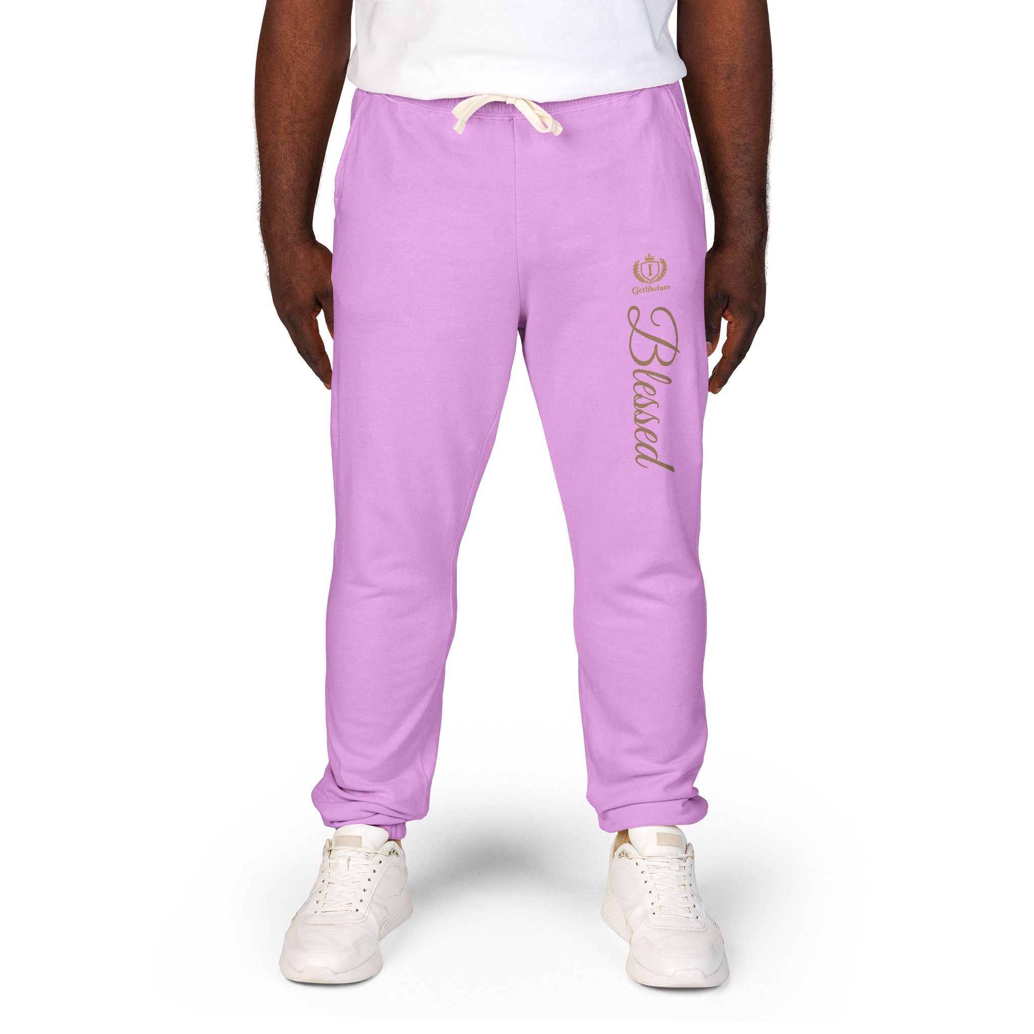 Blessed Script Sweatpants — Cozy Cream Fleece Joggers