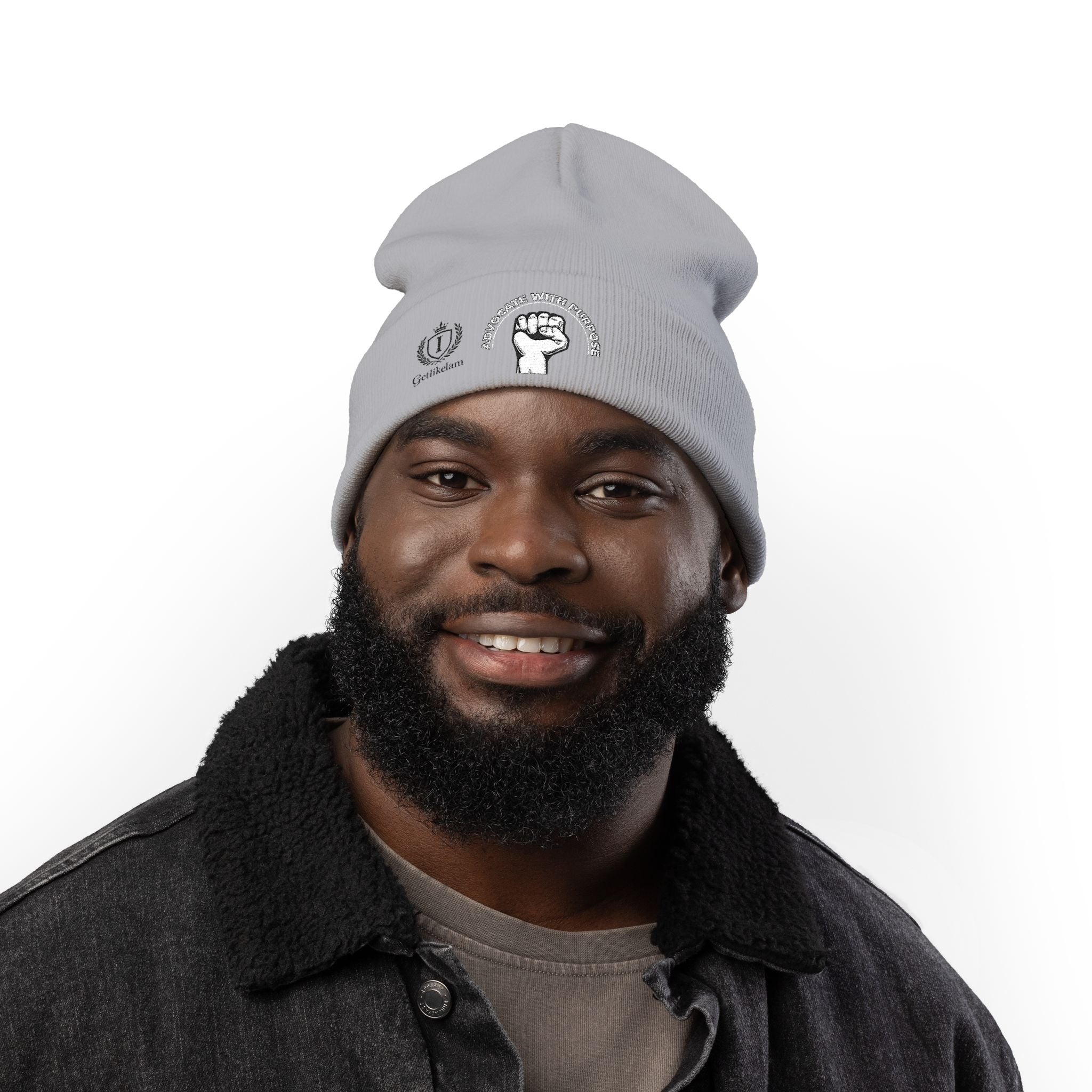 Embroidered "End Of Care With Attitude" Fist Knit Beanie