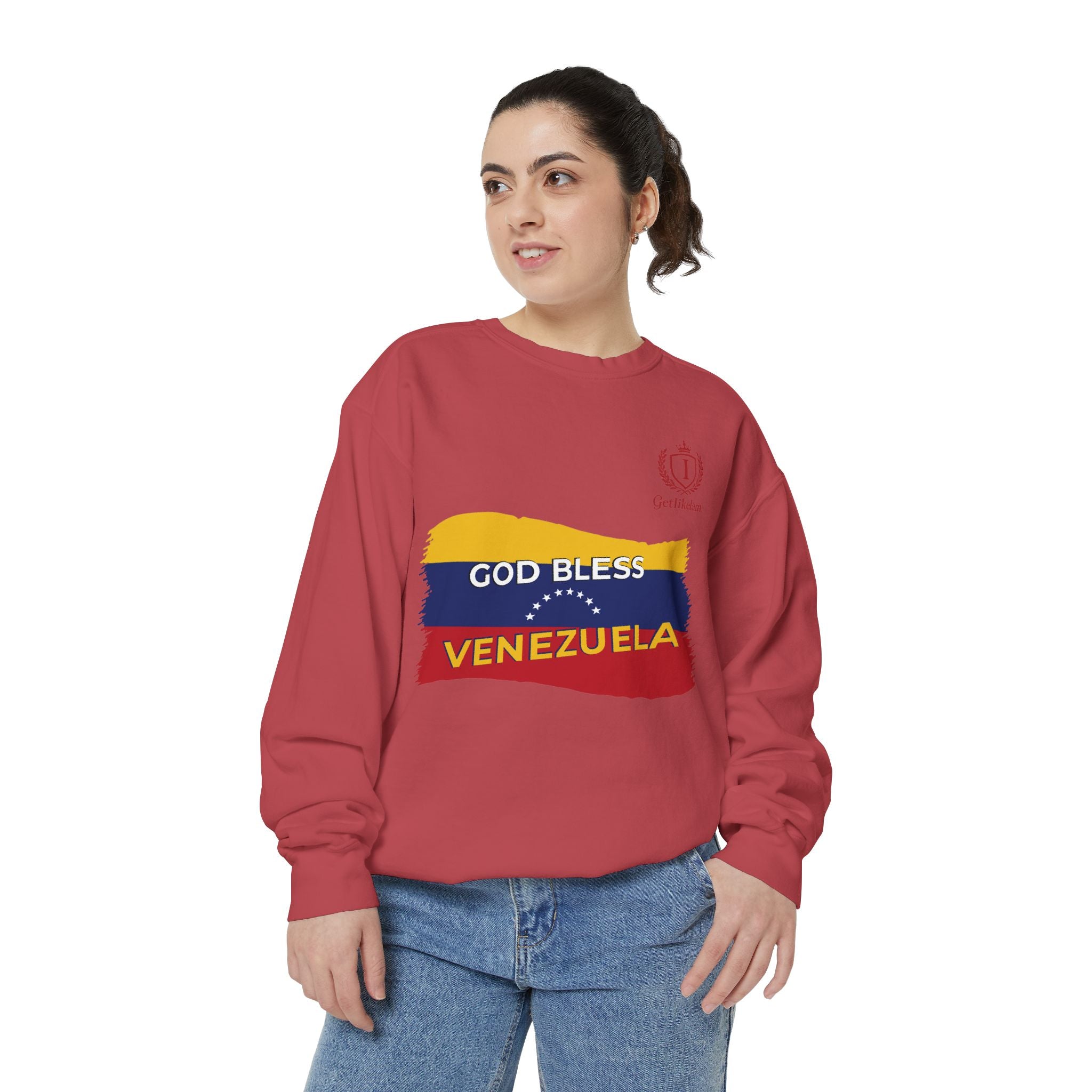 God Bless Venezuela Sweatshirt — Venezuelan Flag Brushstroke Crewneck