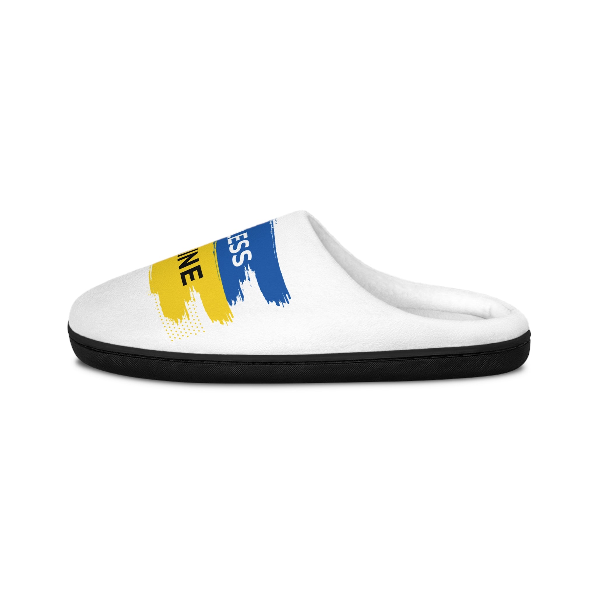 Men's Indoor Slippers — Soft Home Slides with 'GOD BLESS UKRAINE' Script