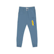 Emblem Brushstroke Sweatpants — Cozy Fleece Joggers with Yellow & Blue Accent