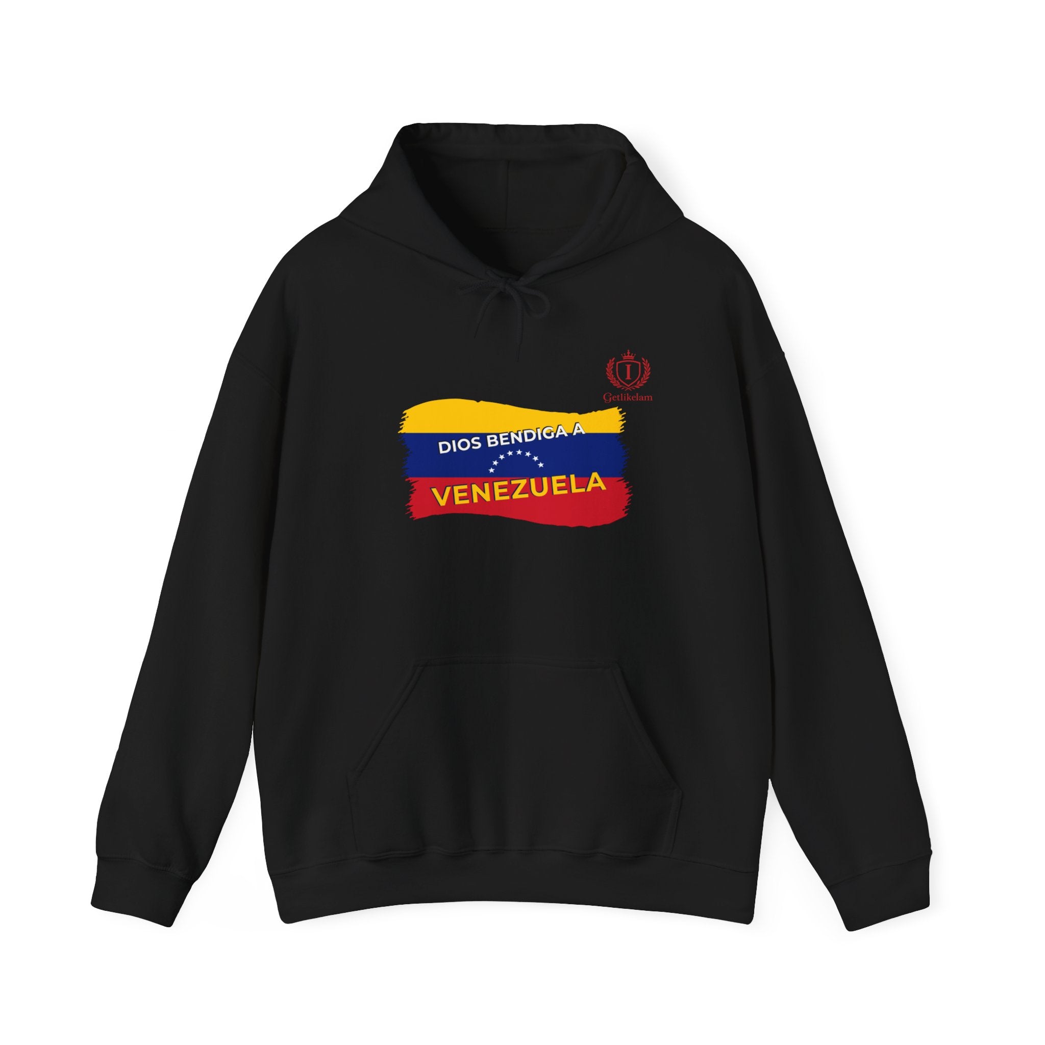 Venezuela Flag Brushstroke Hoodie — "Dios Bendiga Venezuela" Patriotic Sweatshirt