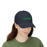 Redeemed Embroidered Dad Cap — White Baseball Hat with Green Script