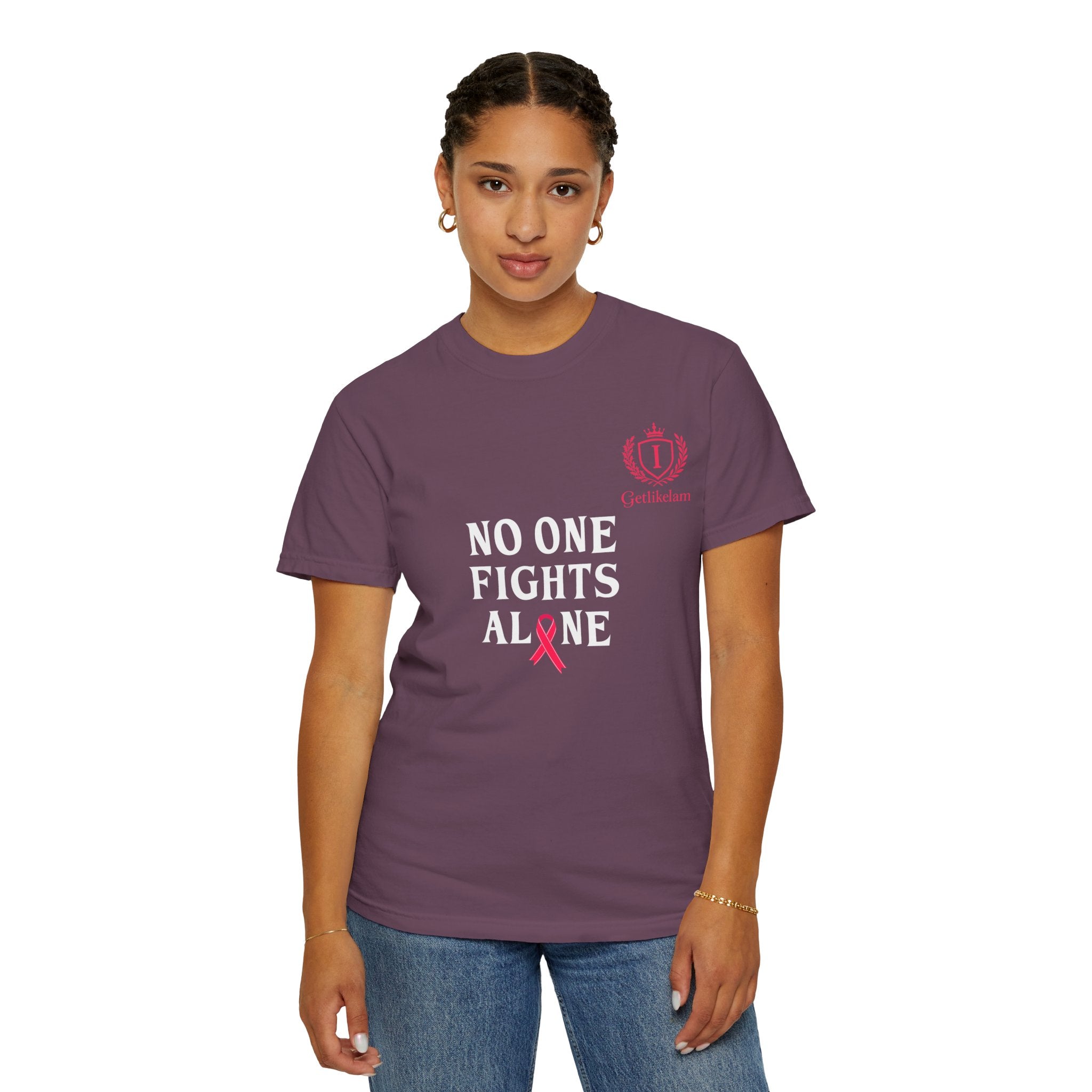 No One Fights Alone T-Shirt — Cancer Awareness Support Tee