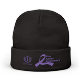 Alzheimer's Awareness Knit Beanie - Purple Ribbon Embroidered