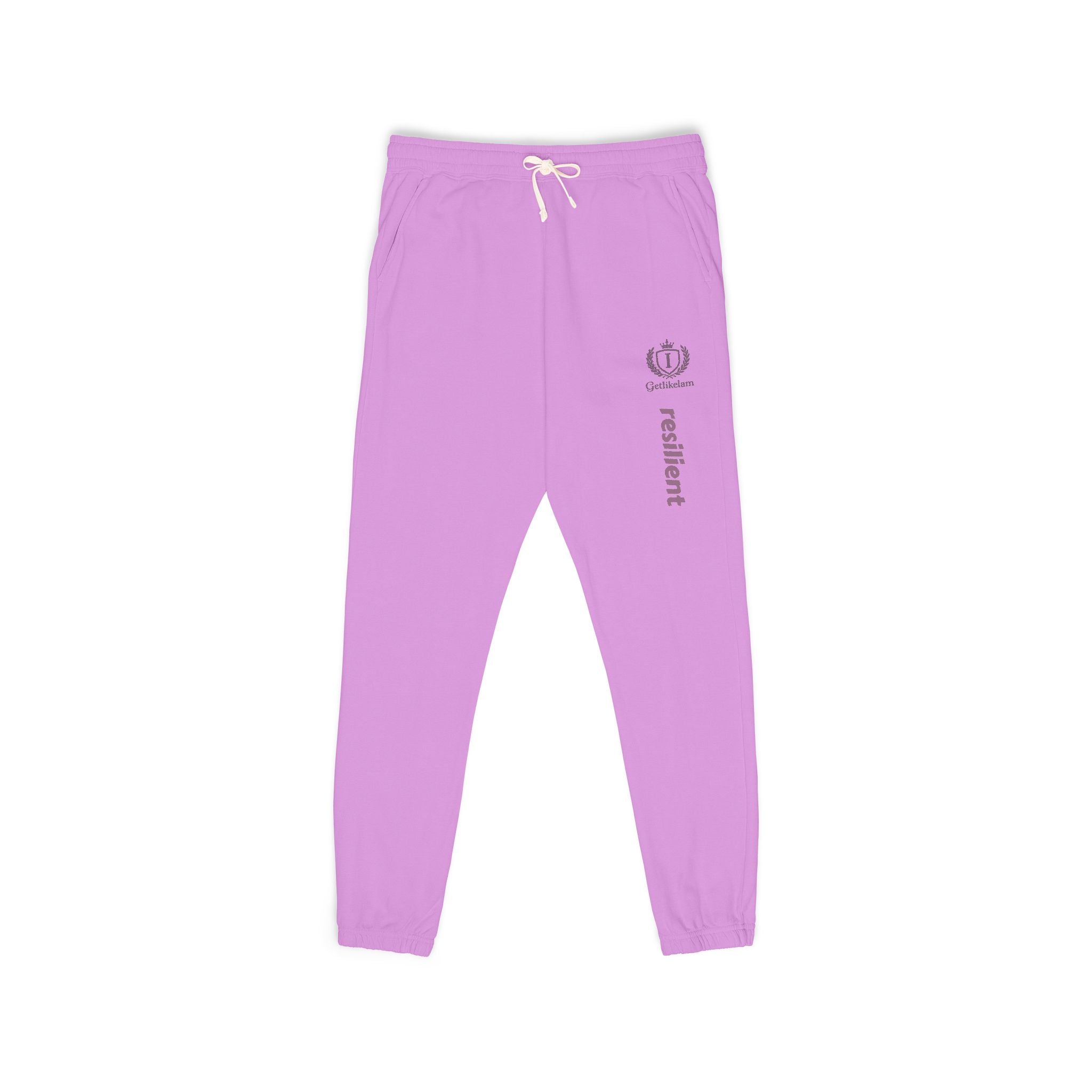 Ember Lotus Sweatpants — Garment-Dyed Fleece Joggers with ‘Namaste’ Vertical Print