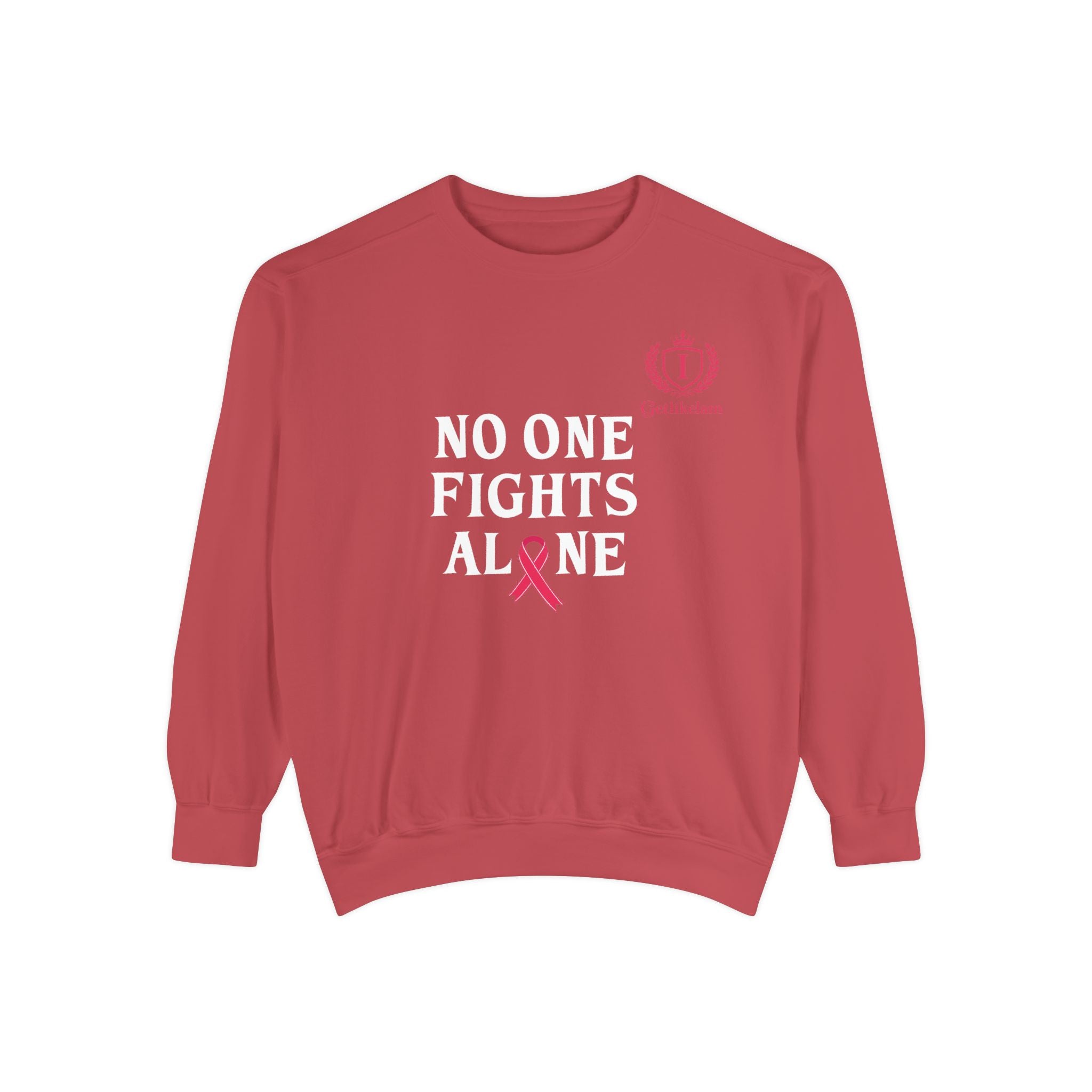 No One Fights Alone Sweatshirt — Cancer Awareness Crewneck