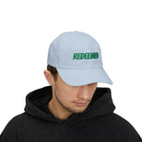 Redeemed Embroidered Dad Cap — White Baseball Hat with Green Script