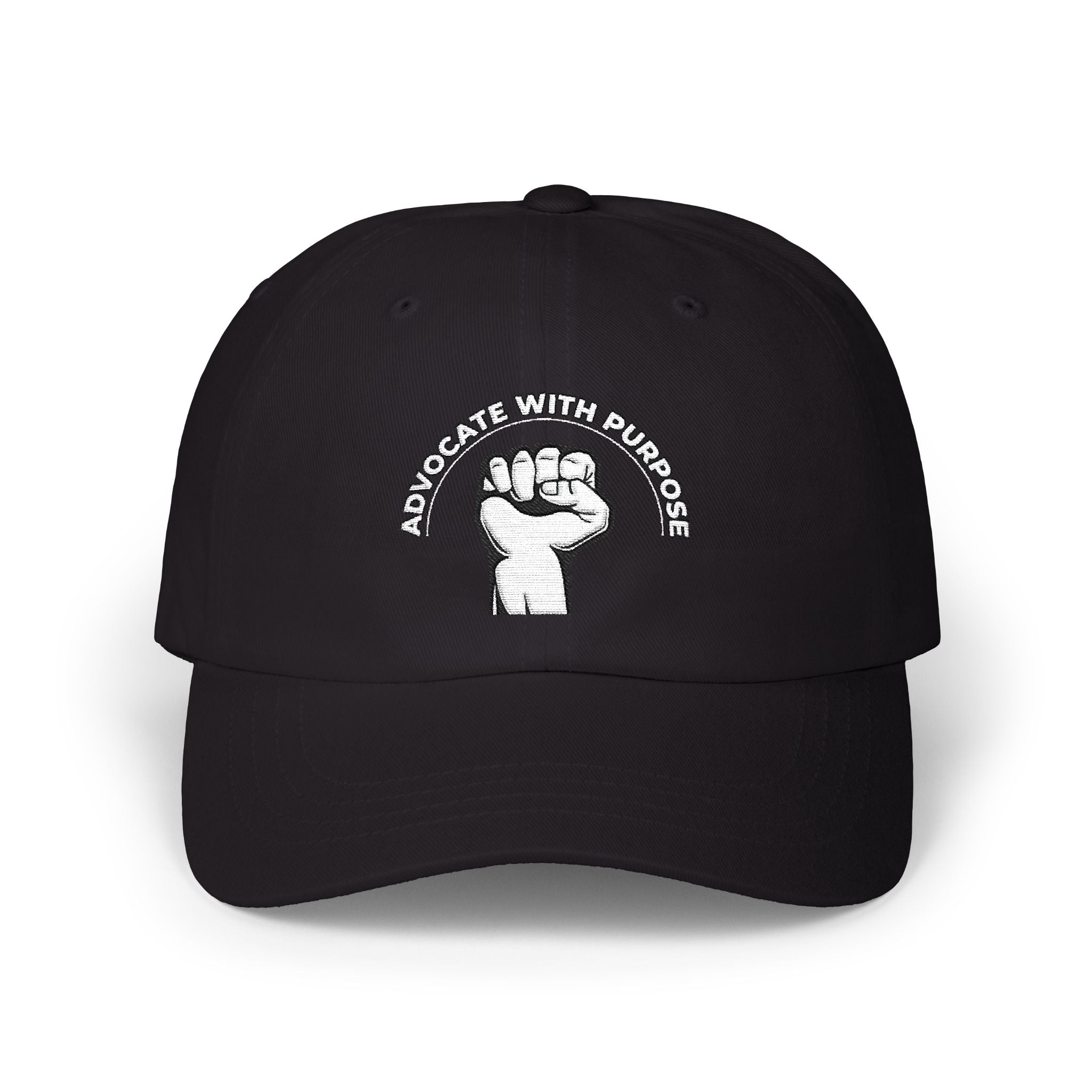 Classic Dad Cap — Raised Fist Graphic “Power With Purpose” Embroidered Hat