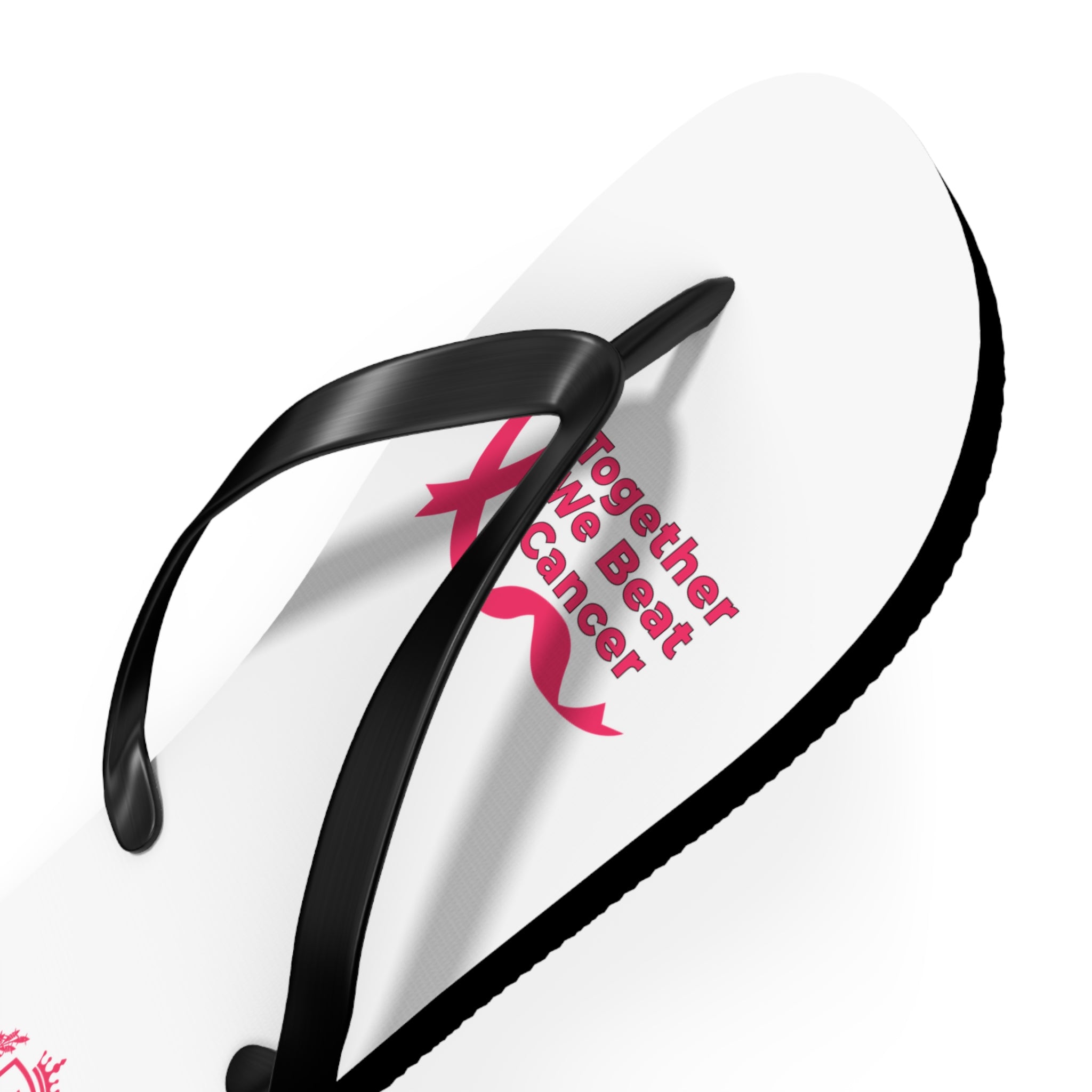Breast Cancer Awareness Flip Flops — Together We Beat Cancer Pink Ribbon Sandals