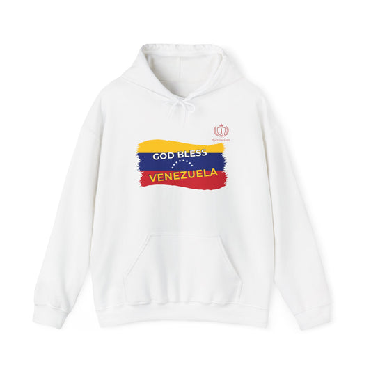 God Bless Venezuela Hoodie — Venezuelan Flag Brushstroke Pullover
