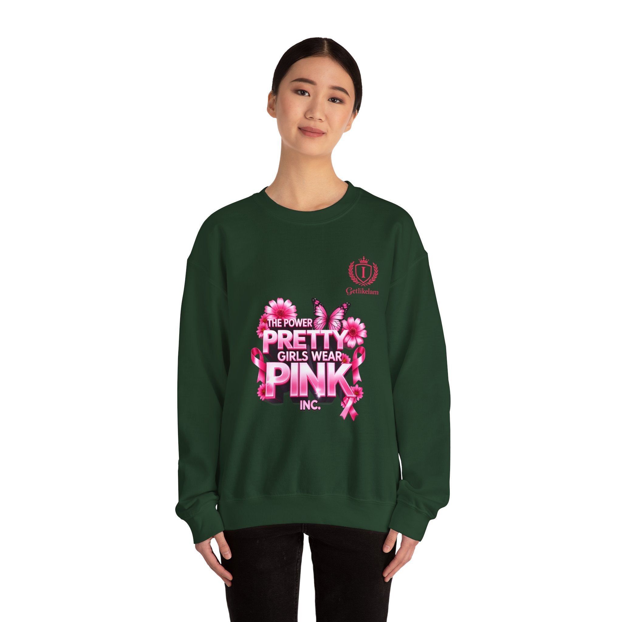 Pink Butterfly 'Pretty Girls Wear Pink' Crewneck Sweatshirt