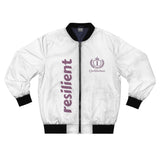 Bomber Jacket — White resilient Embroidered Logo Streetwear