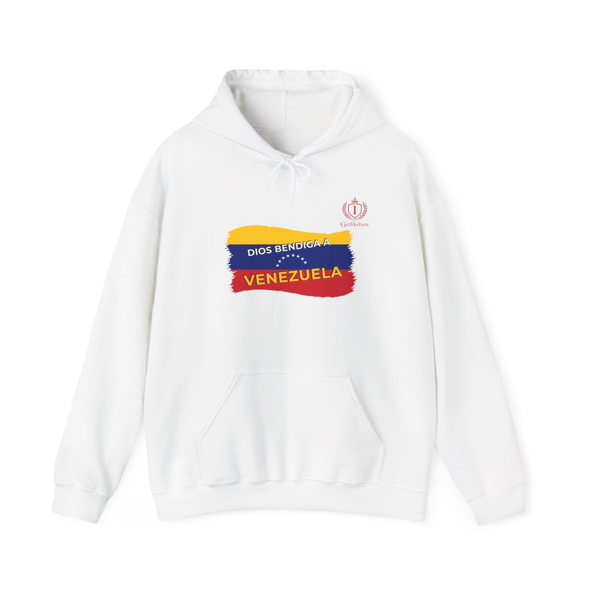 Venezuela Flag Brushstroke Hoodie — "Dios Bendiga Venezuela" Patriotic Sweatshirt