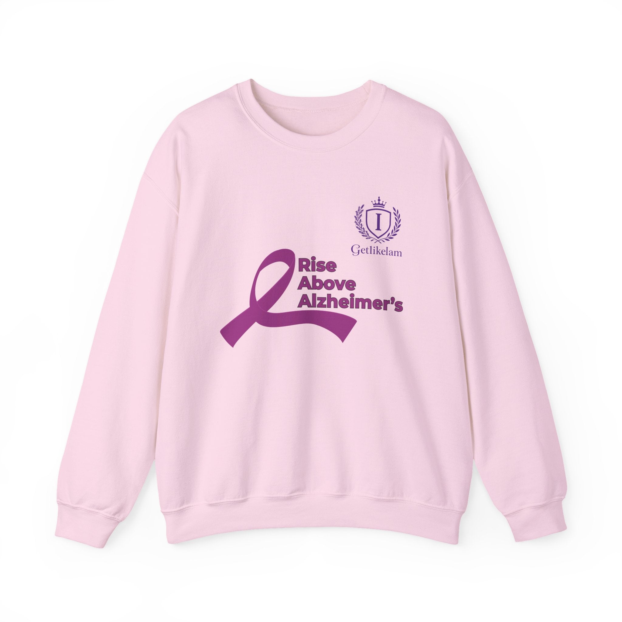 Rise Above Alzheimer's Crewneck Sweatshirt - Purple Ribbon Memory Awareness