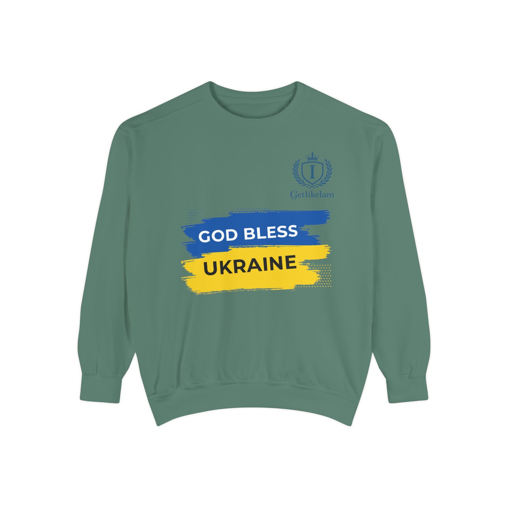 Sweatshirt — "God Bless Ukraine" Blue & Yellow Solidarity Crewneck