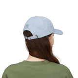 Redeemed Embroidered Dad Cap — White Baseball Hat with Green Script