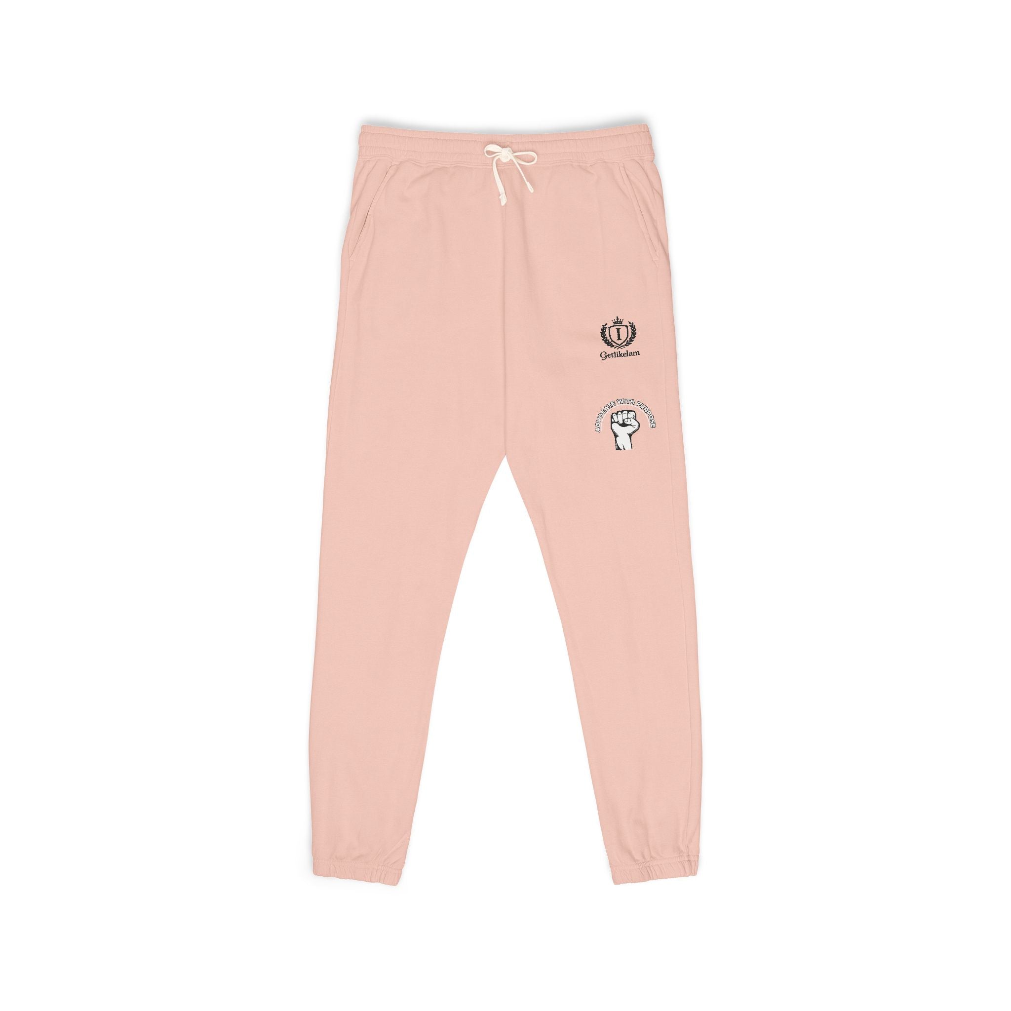 Embroidered Crest Sweatpants — Garment-Dyed Fleece Joggers