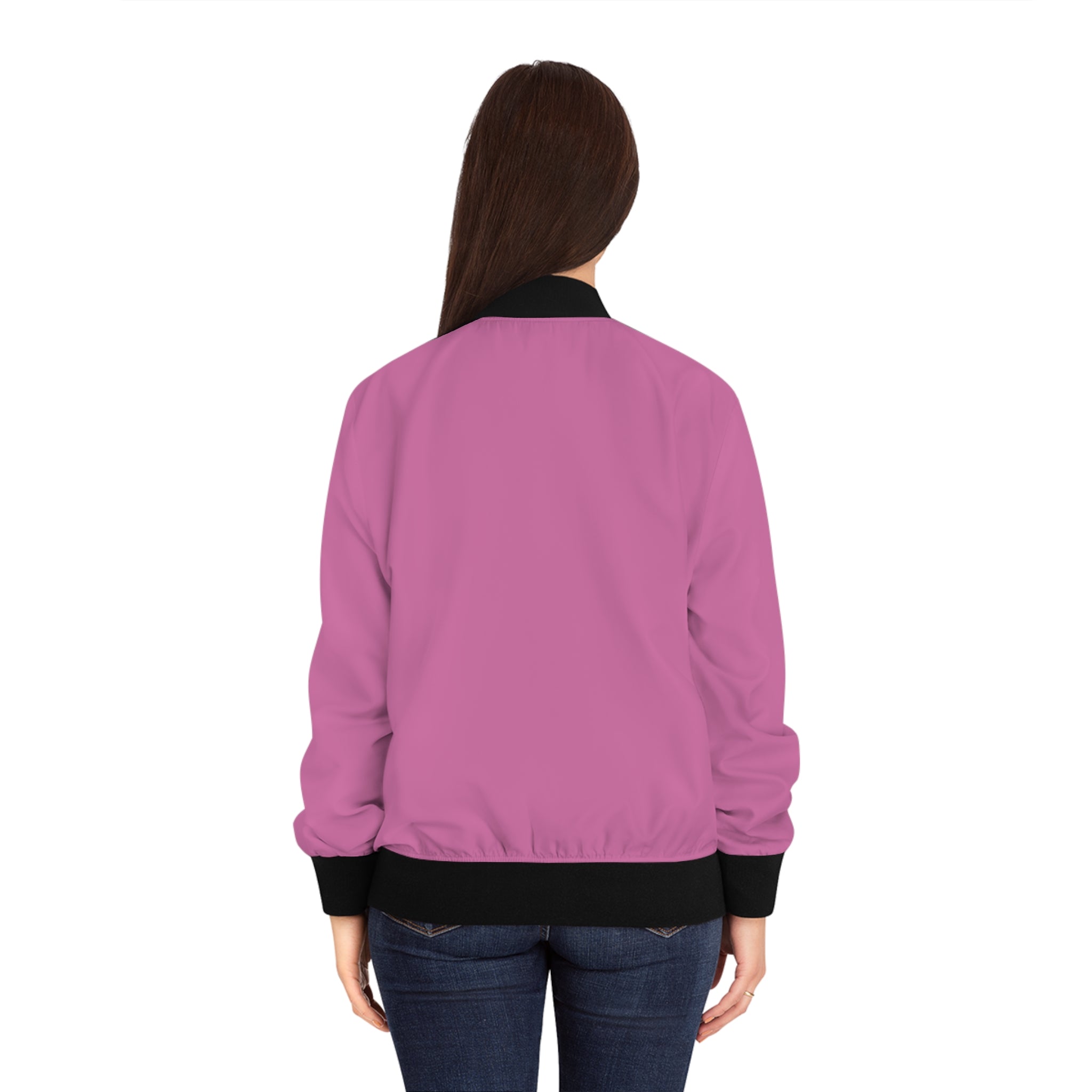 Strong American Women's Bomber Jacket - Patriotic Pink AOP