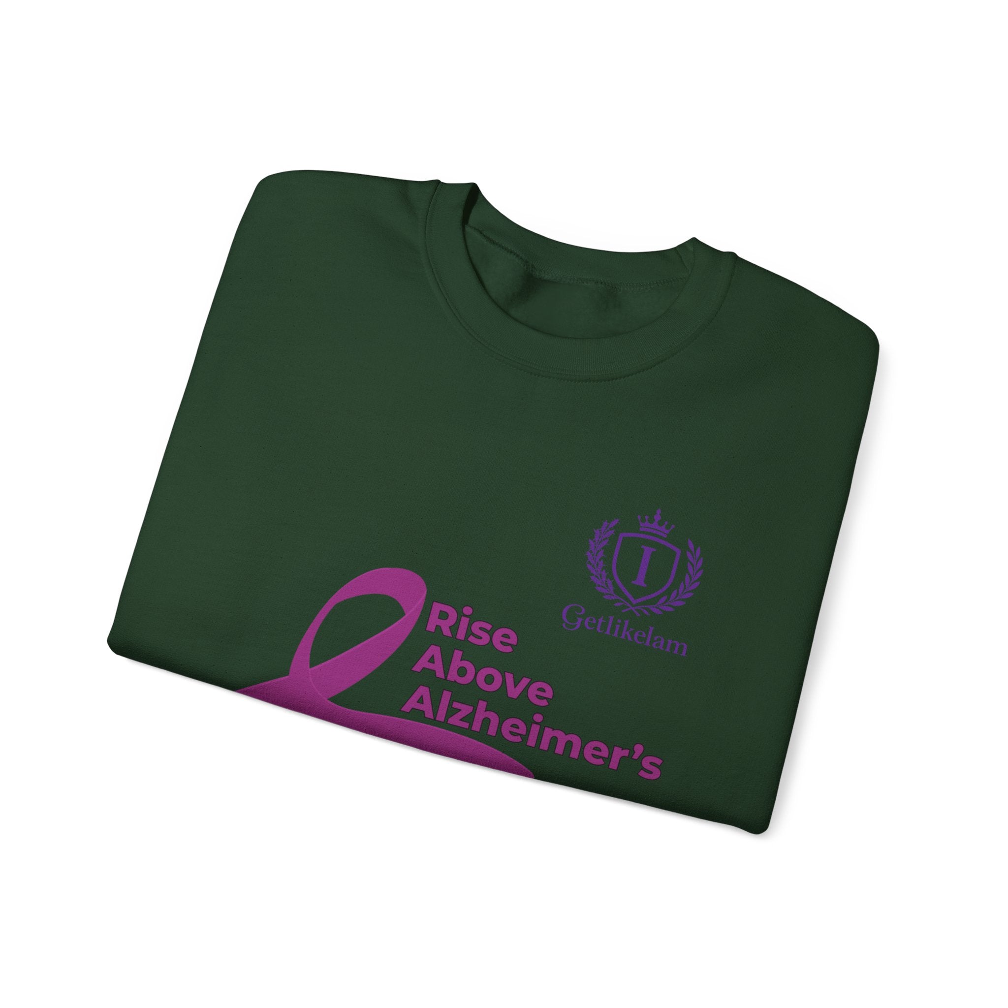 Rise Above Alzheimer's Crewneck Sweatshirt - Purple Ribbon Memory Awareness