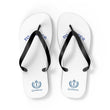 Personalized White Flip Flops with Blue Crest Logo – Custom Pool & Beach Sandals