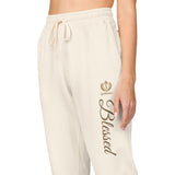 Blessed Script Sweatpants — Cozy Cream Fleece Joggers