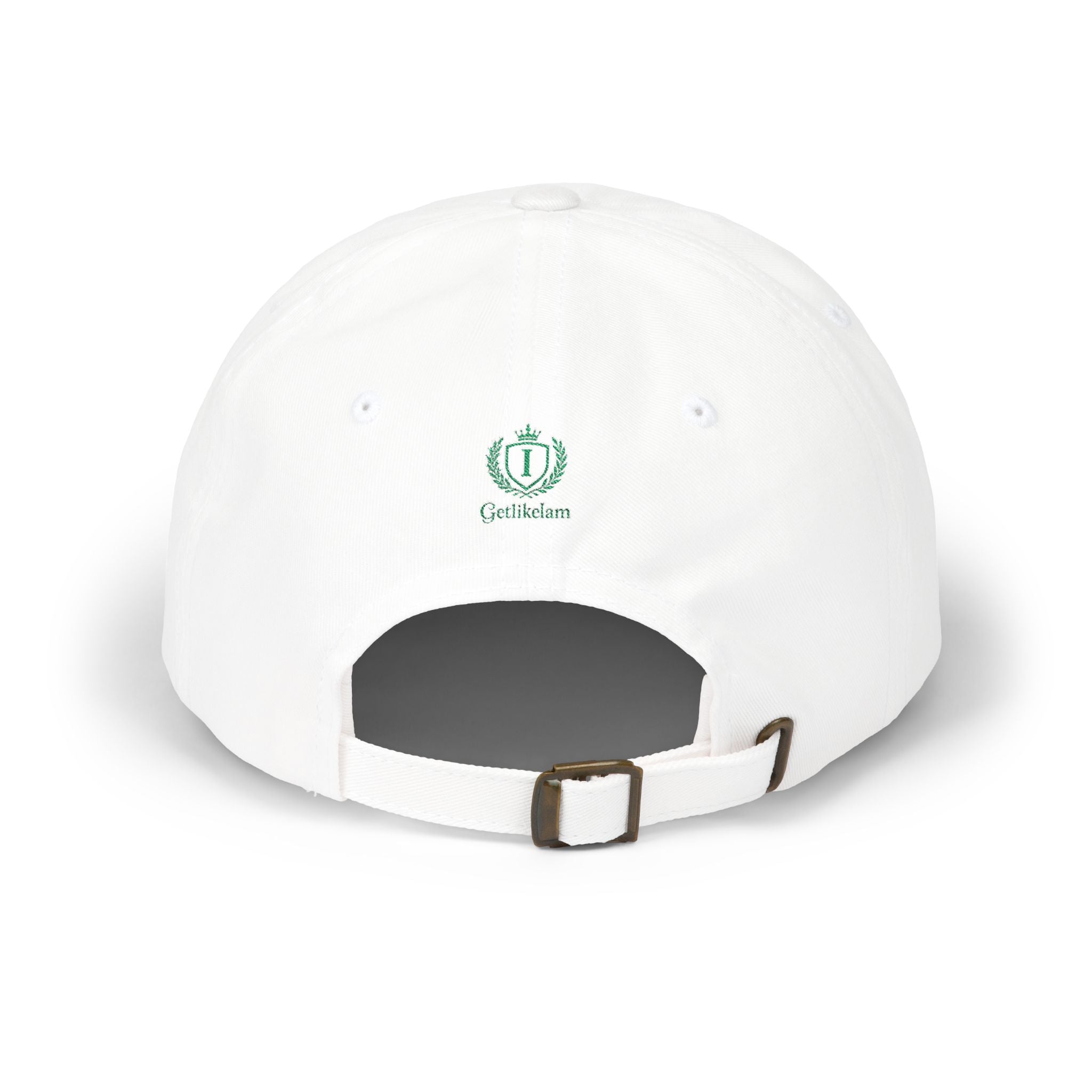 Redeemed Embroidered Dad Cap — White Baseball Hat with Green Script