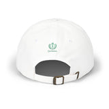Redeemed Embroidered Dad Cap — White Baseball Hat with Green Script