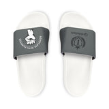 Slide Sandals — White Removable-Strap Slides with Raised Fist Graphic