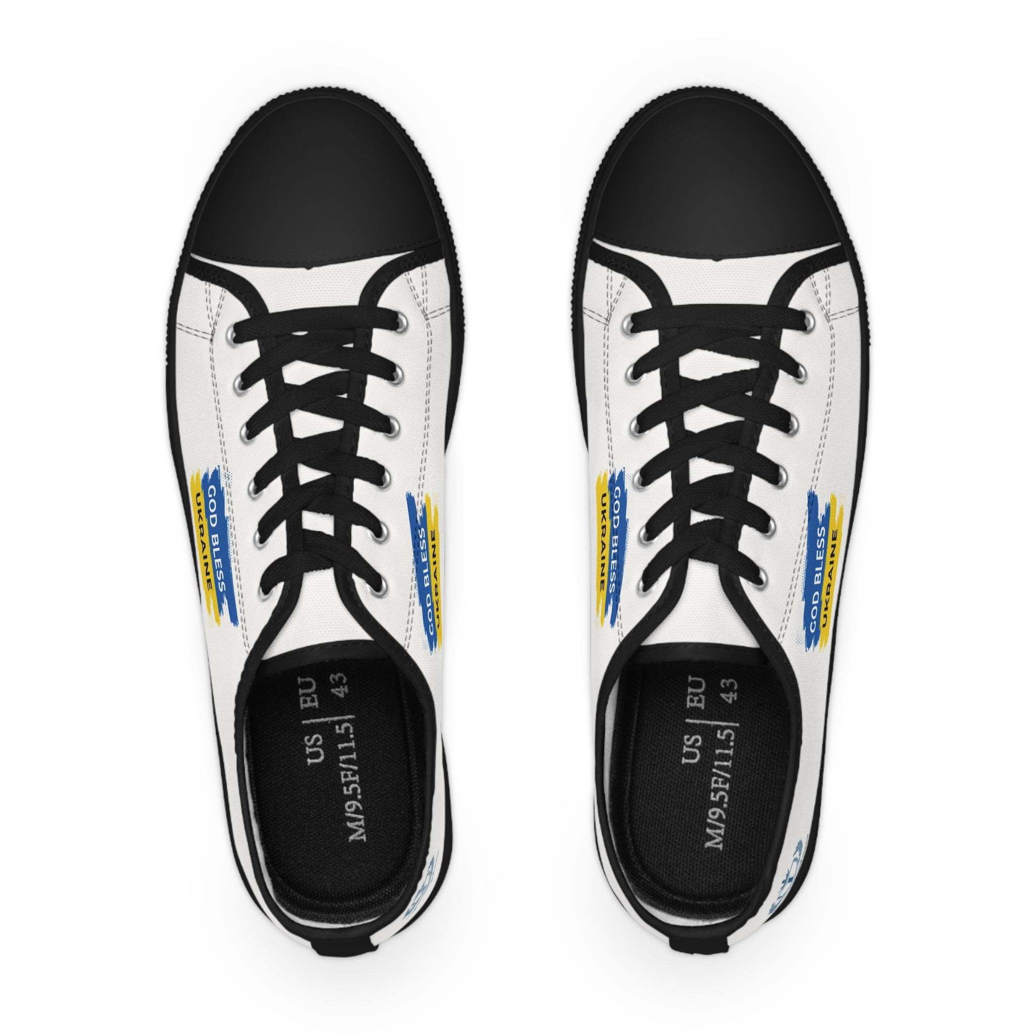 Men's Low Top Sneakers — 'God Bless Ukraine' Blue & Yellow Canvas Shoes