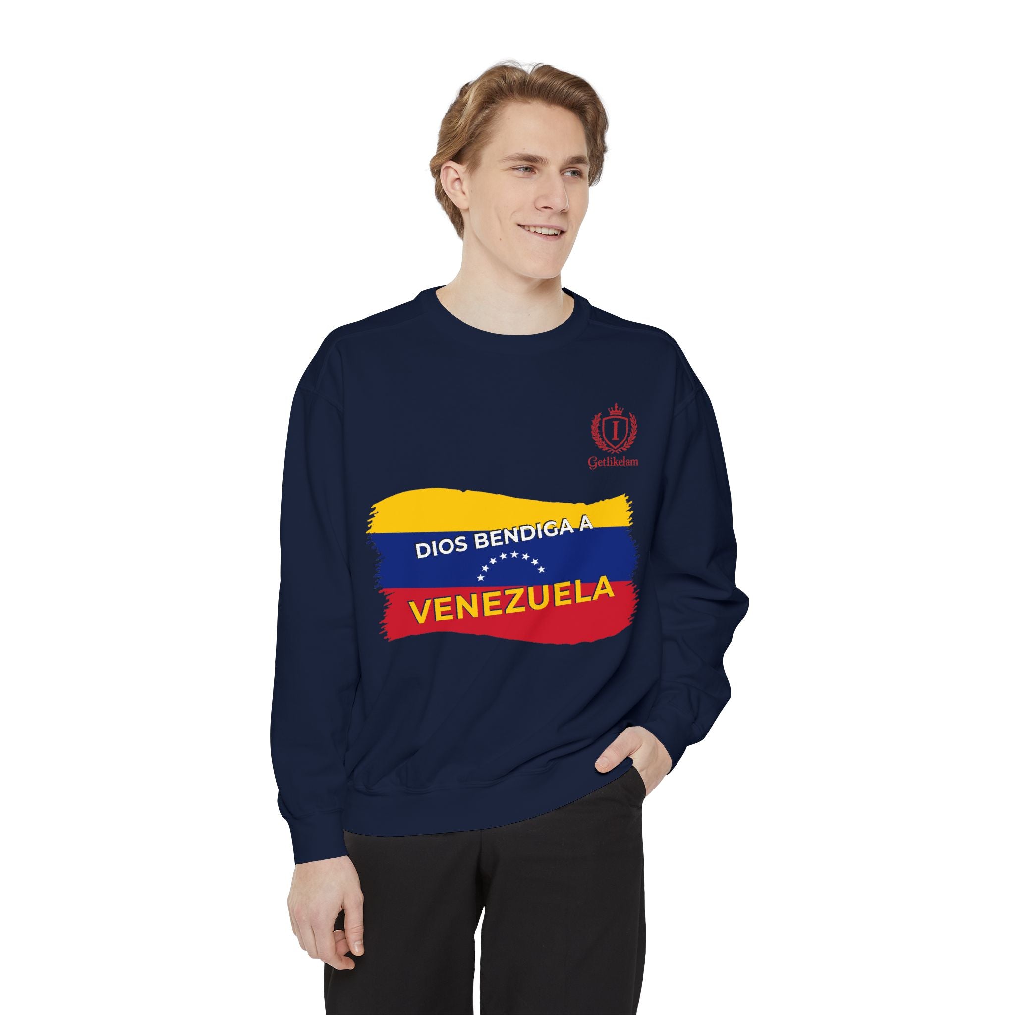 Dios Bendiga a Venezuela Sweatshirt — Venezuelan Flag Brushstroke Crewneck