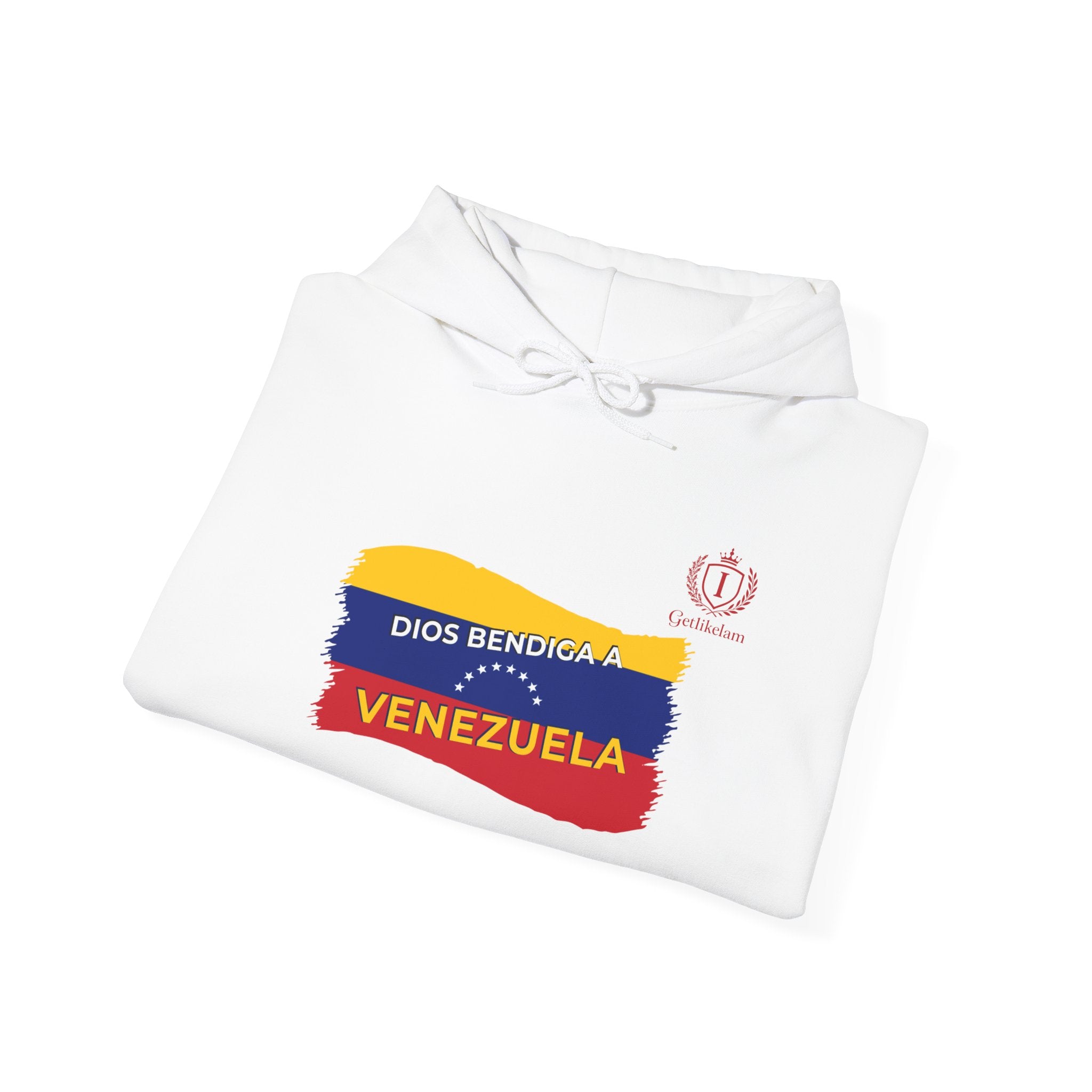 Venezuela Flag Brushstroke Hoodie — "Dios Bendiga Venezuela" Patriotic Sweatshirt