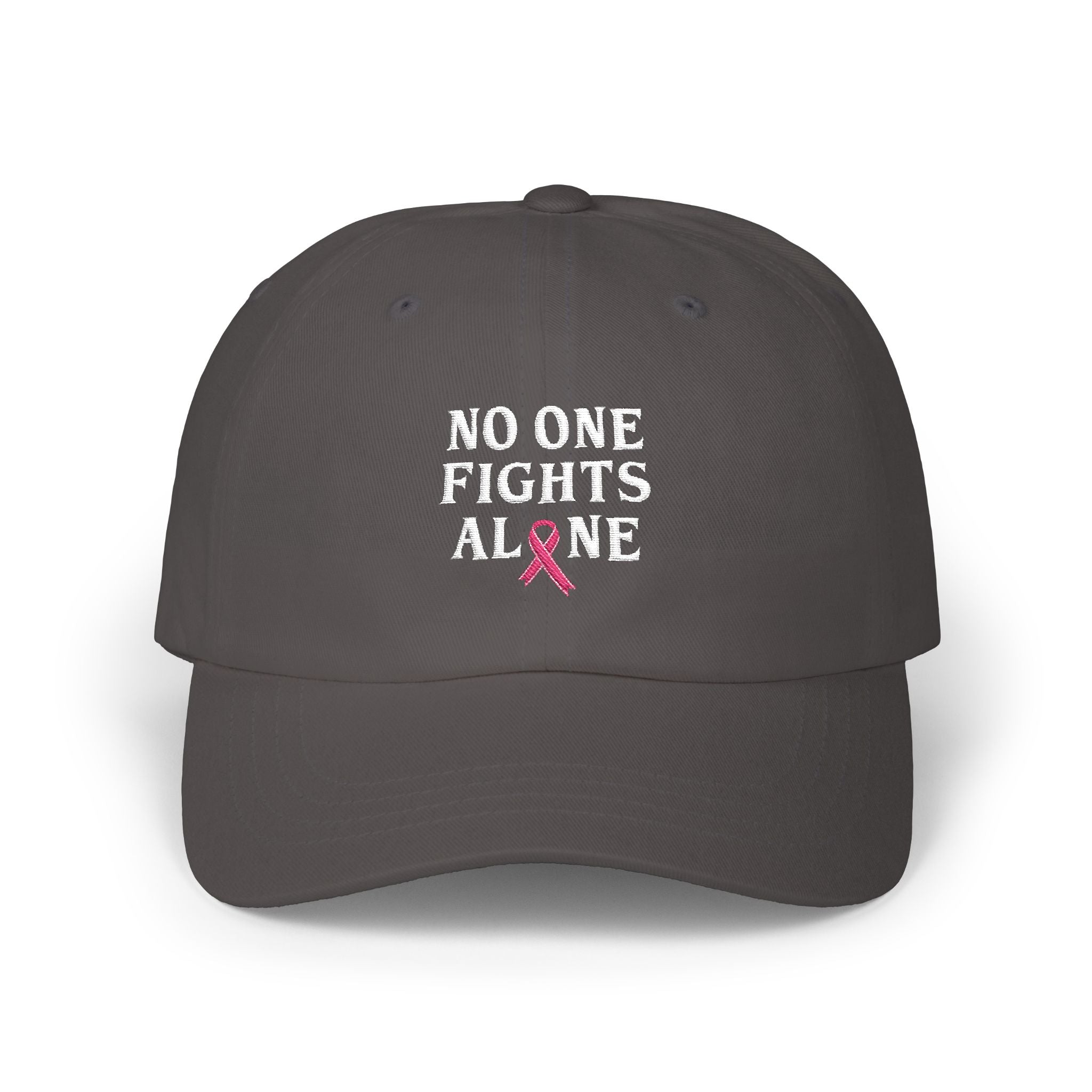 Ball Cap — "No One Fights Alone" Pink Ribbon Cancer Awareness Hat