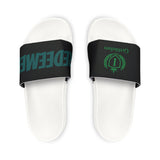 Women's Removable-Strap Slide Sandals — Customizable White Strap with Bold Green Text