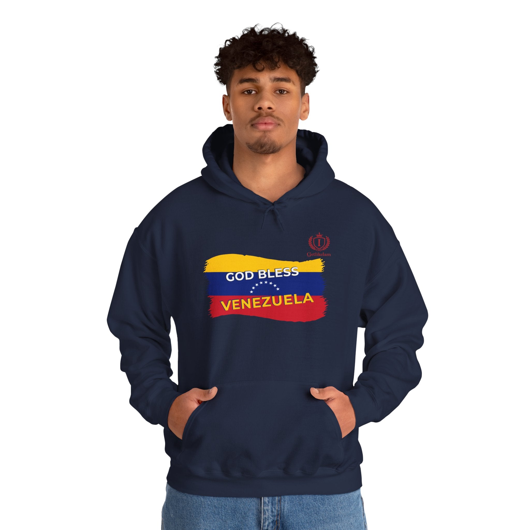 God Bless Venezuela Hoodie — Venezuelan Flag Brushstroke Pullover