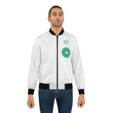 White Bomber Jacket with Green Heart 'Save the Planet' Patch