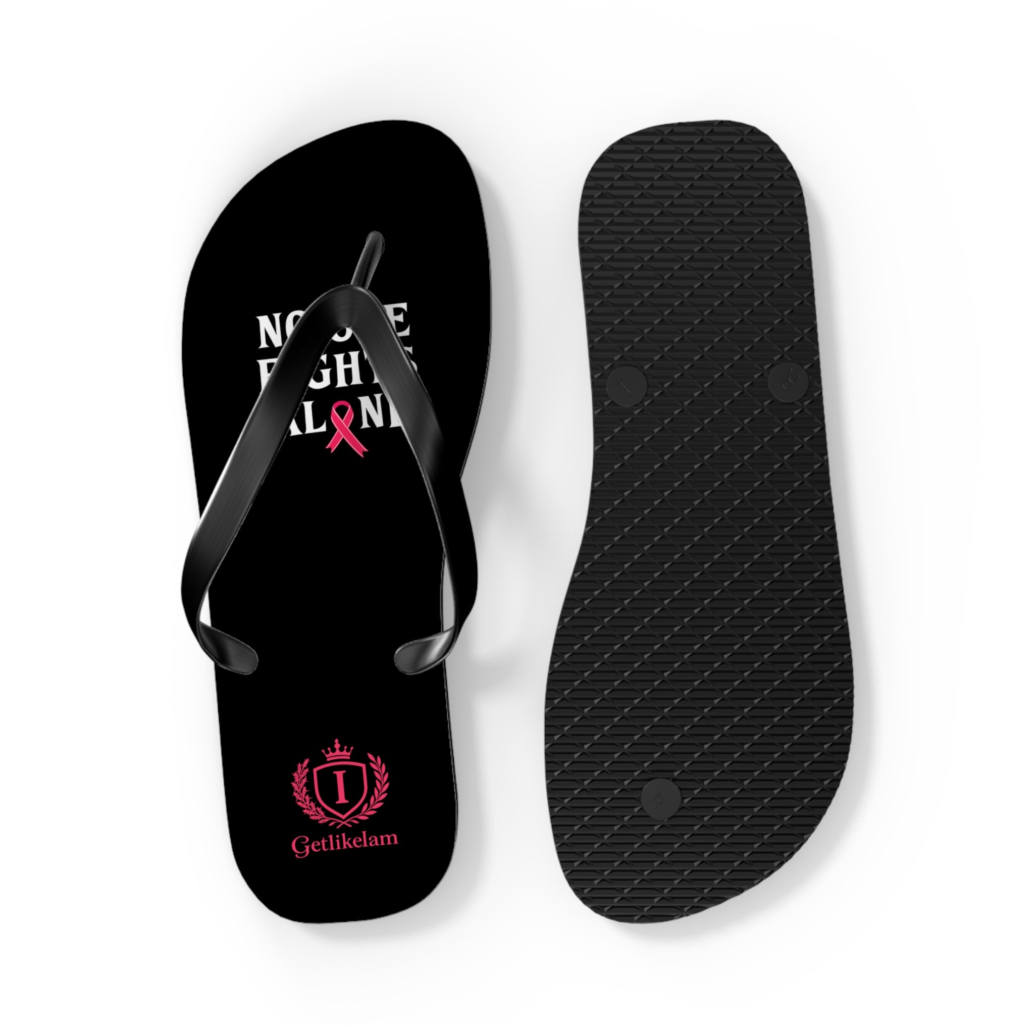 Flip Flops — No One Fights Alone Pink Ribbon Cancer Awareness Sandals