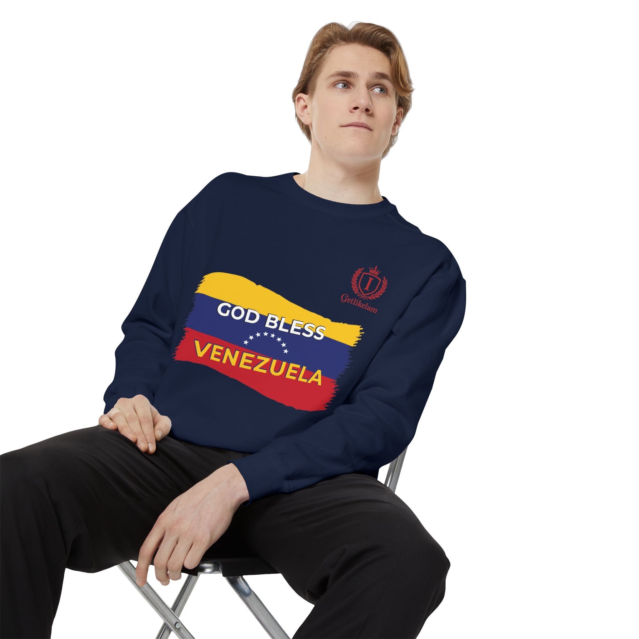 God Bless Venezuela Sweatshirt — Venezuelan Flag Brushstroke Crewneck