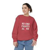 No One Fights Alone Sweatshirt — Cancer Awareness Crewneck