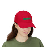 Redeemed Embroidered Dad Cap — White Baseball Hat with Green Script