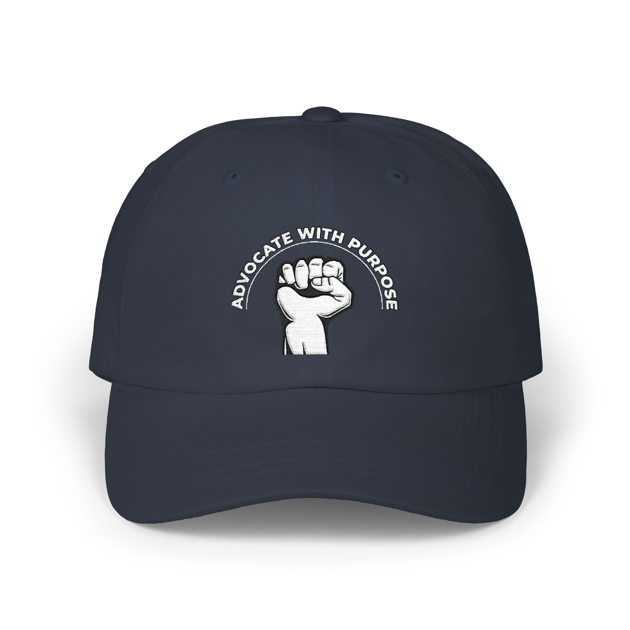 Classic Dad Cap — Raised Fist Graphic “Power With Purpose” Embroidered Hat