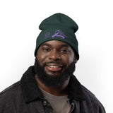 Alzheimer's Awareness Knit Beanie - Purple Ribbon Embroidered