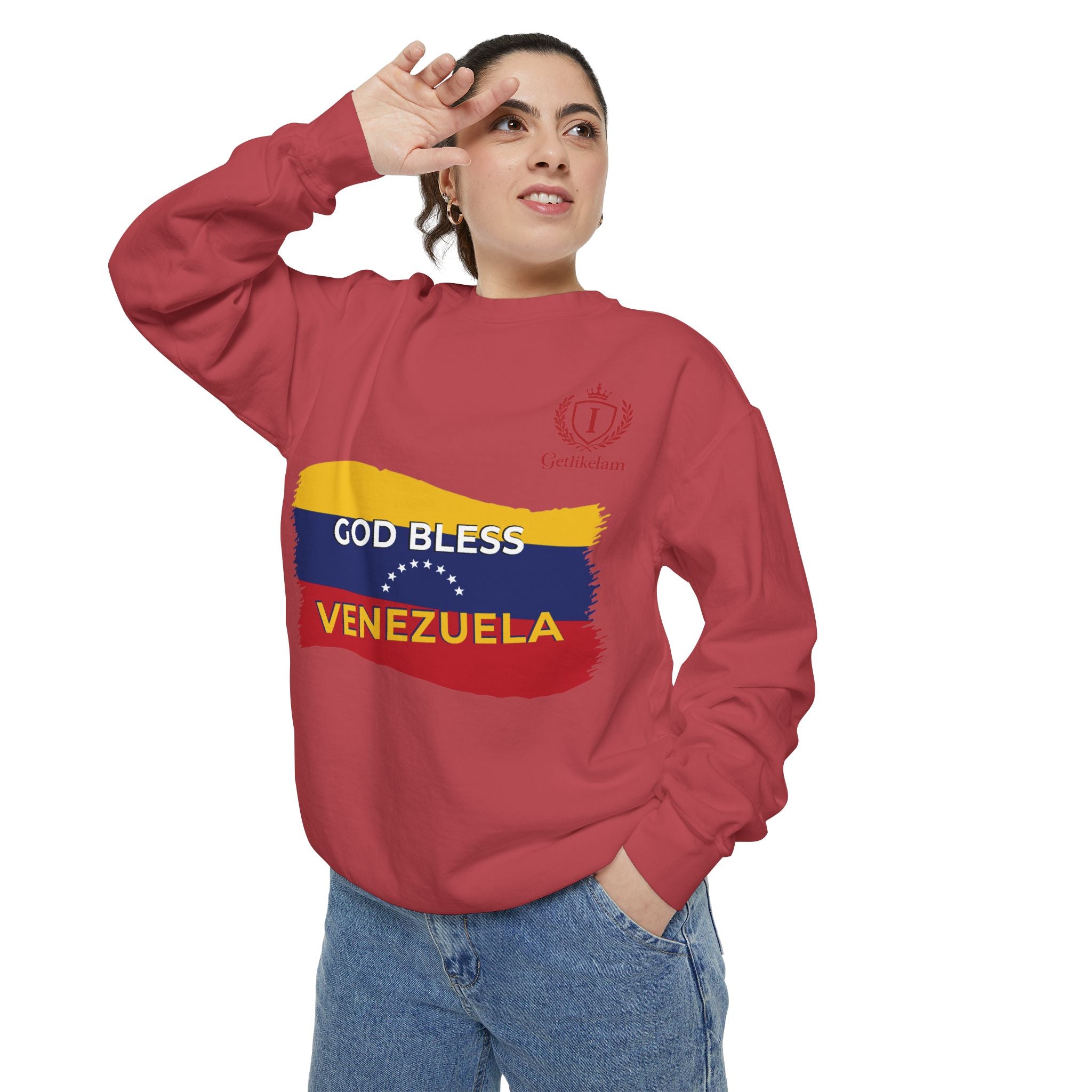 God Bless Venezuela Sweatshirt — Venezuelan Flag Brushstroke Crewneck