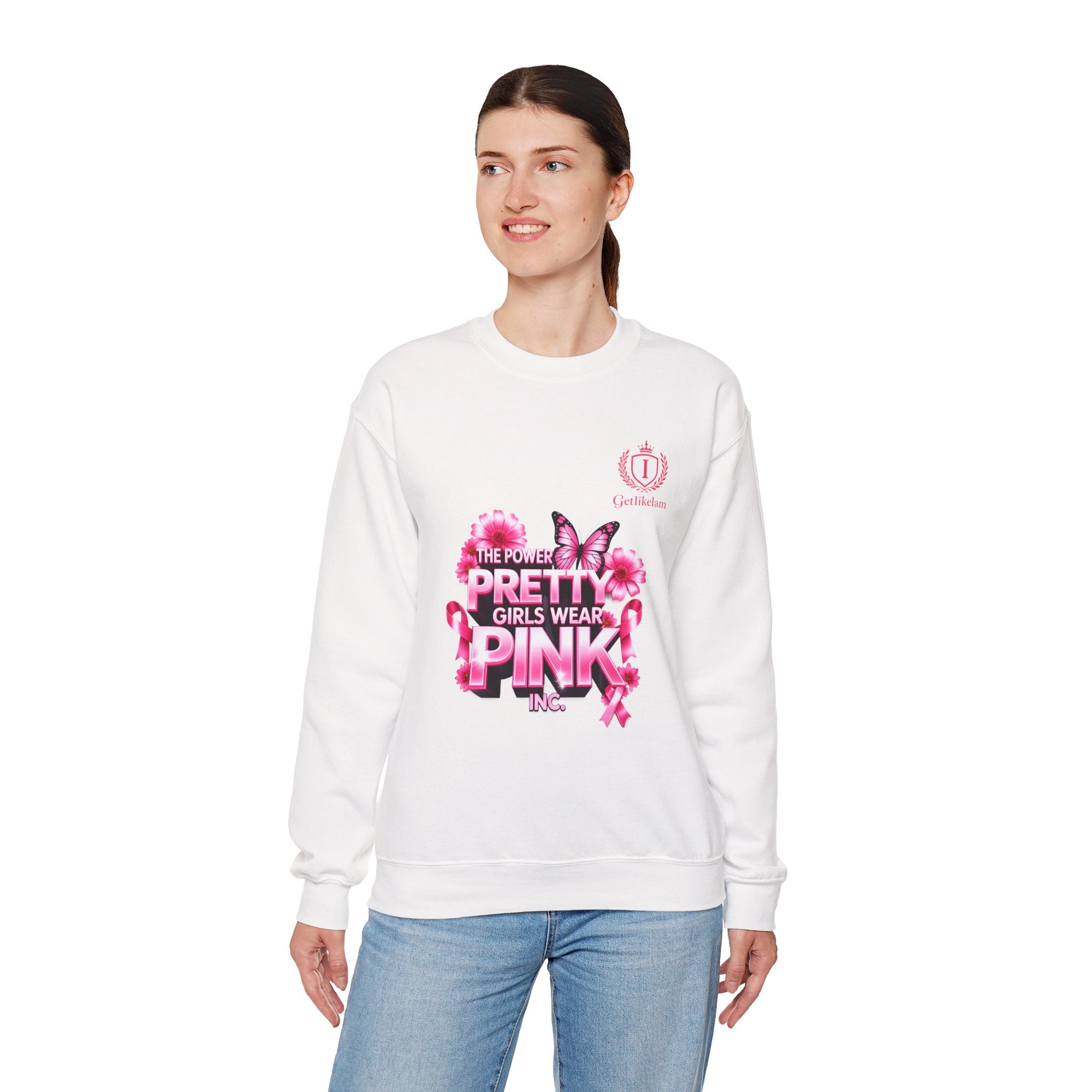Pink Butterfly 'Pretty Girls Wear Pink' Crewneck Sweatshirt