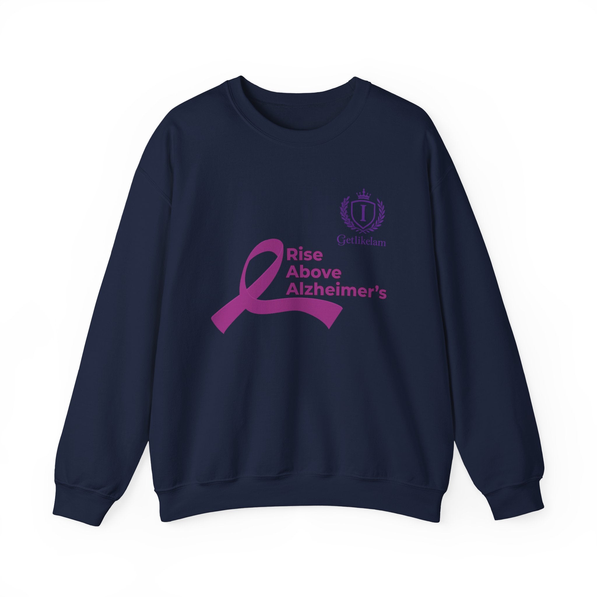 Rise Above Alzheimer's Crewneck Sweatshirt - Purple Ribbon Memory Awareness